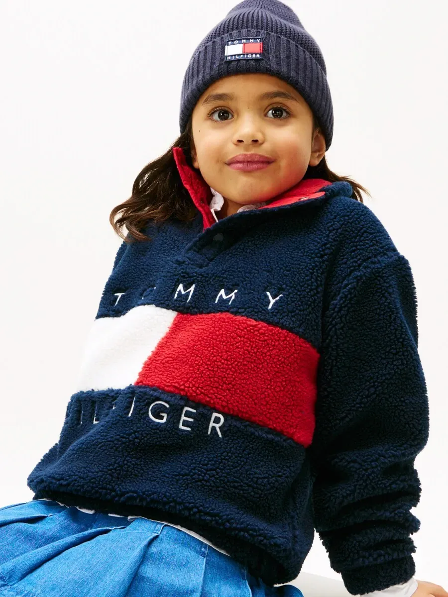 Флисовая куртка из овечьей шерсти с логотипом-флагом Tommy Hilfiger, синий — фото 3
