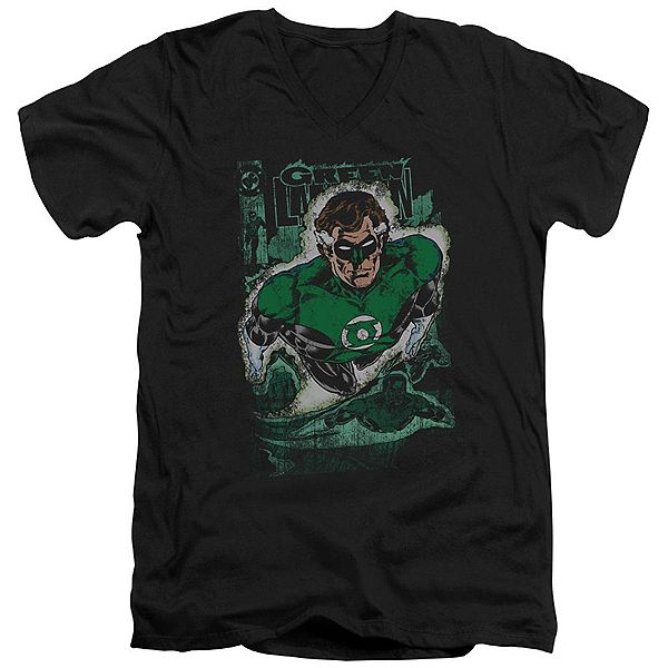 

Футболка v-образного выреза с принтом justice league of america green lantern 1 distress Licensed Character