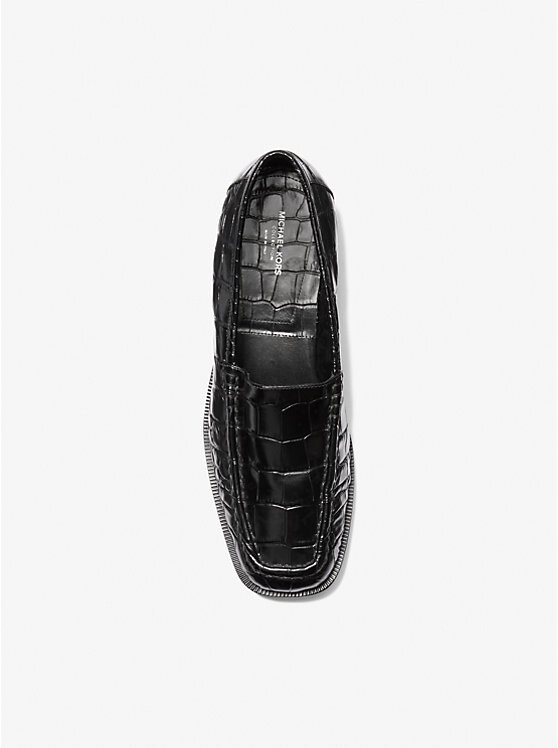 Туфли Carolyn из тисненой кожи с крокодиловым принтом Michael Kors, черный — фото 3