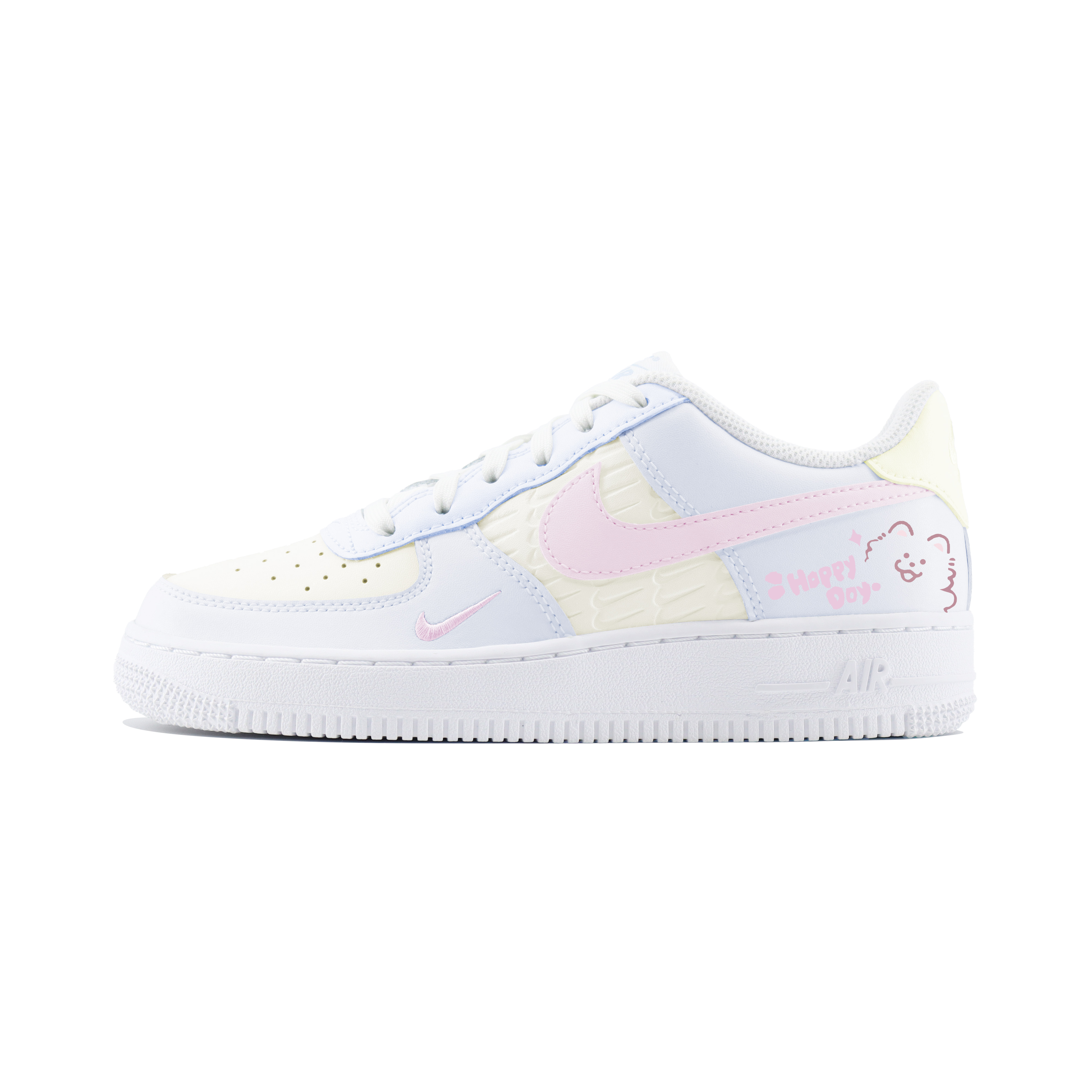 

Nike Детские кроссовки для скейтбординга Air Force 1, синие, желтые, износостойкие, низкие, подростковые