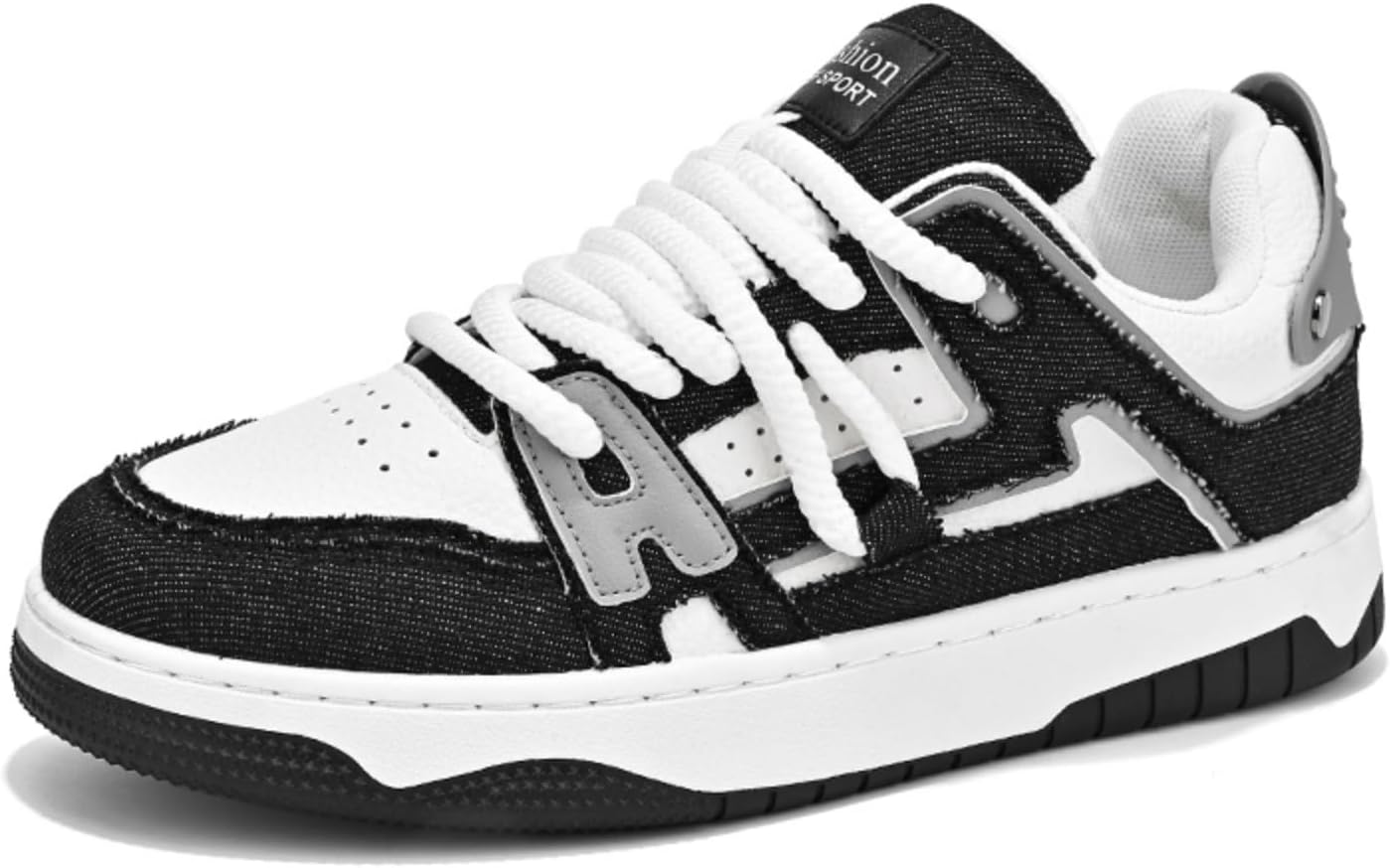 

Мужские кроссовки на толстой подошве для скейтбординга- с водоотталкивающим вощеным верхом из кожи и шнуровкой для поддержки- подходят для катания на скейтборде в любое время года, городских прогулок и повседневного уличного стиля Kpdwfms, белый...