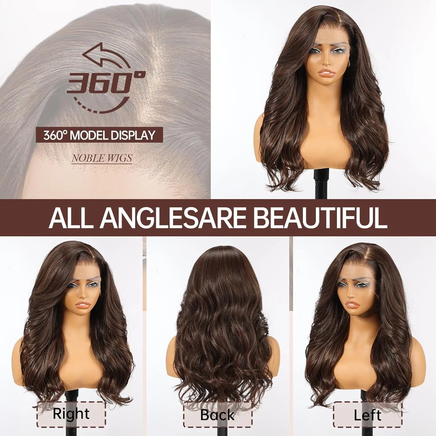 Коричневый парик «13 x 6 Chocolate Brown Lace Front Wig» от Allbell Allbell, Chocolate Brown — фото 2