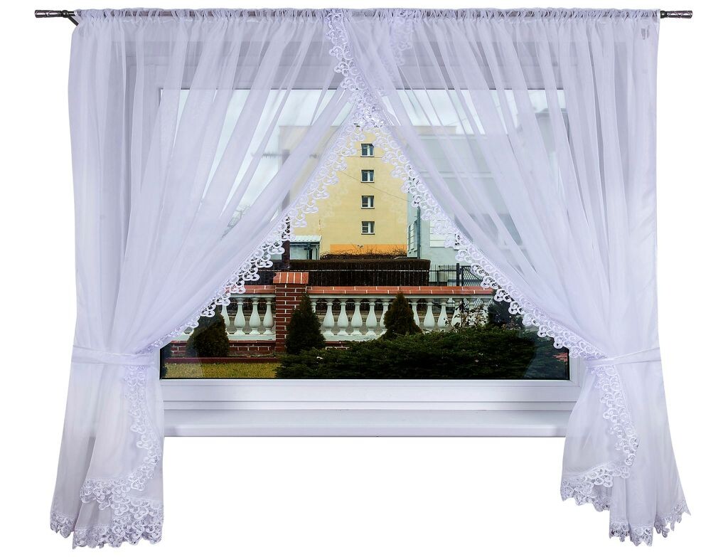 

Нитяная гардина с карнизом, штора, которую можно индивидуально укоротить, современный и элегантный декоративный элемент во многих цветах и ​​дизайнах (серый) 300x250 см с карнизом Sonstige, белый