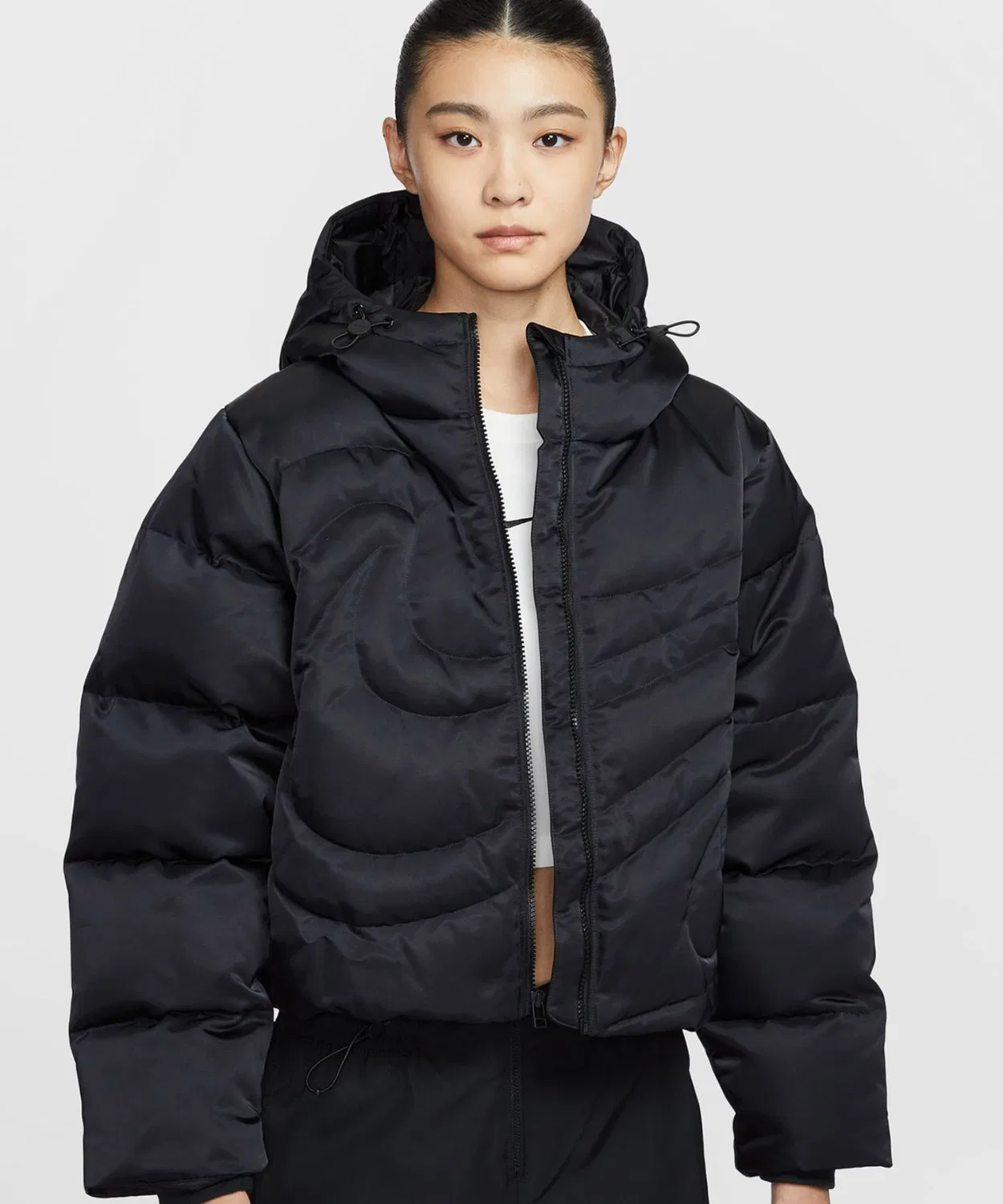 Куртка пуховая Nike Therma-FIT Oversized Down Puffer Jacket, чёрный — фото 2