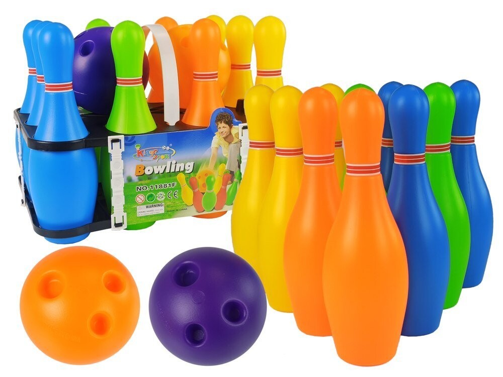 

Разноцветный набор для игры в боулинг, 10 шт. Мяч 26 см Lean Toys