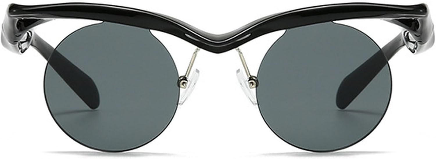 

Солнцезащитные очки в стиле панк с маленькой круглой оправой для женщин и мужчин, 2024 год, роскошные винтажные солнцезащитные очки без оправы для женщин, защита от УФ-излучения UV400 mincl, Black