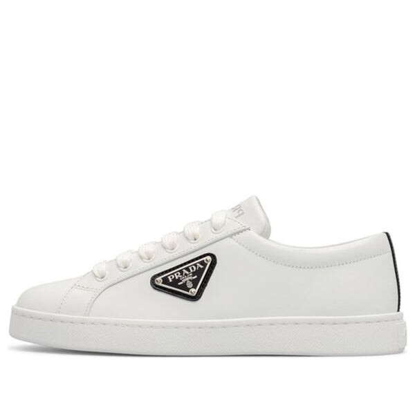 Кроссовки leather sneakers 'white' Prada, белый