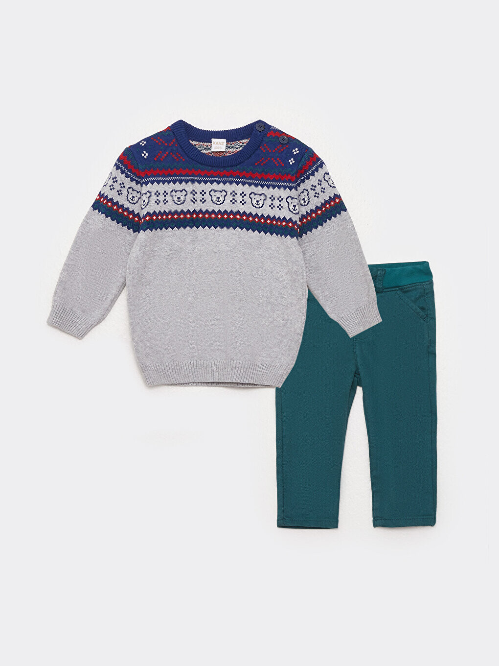 

Комплект из 2 трикотажных свитера и брюк для маленьких мальчиков с круглым вырезом и длинными рукавами с рисунком KANZ
