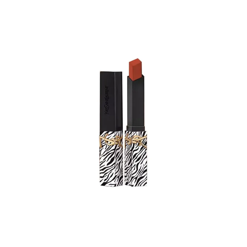 SAINT LAURENT Блеск для губ матовый slim tube, светящийся в темноте, коллекция zebra limited edition, черные полоски, #1966 Unavailable Retro Red Brown
