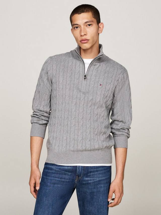 

Вязаный джемпер с полузастежкой-молнией Tommy Hilfiger, Medium Grey Heather