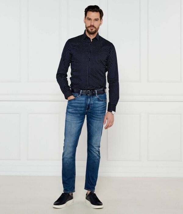 Рубашка Calvin Klein Slim Fit с мелким узором, синий — фото 2