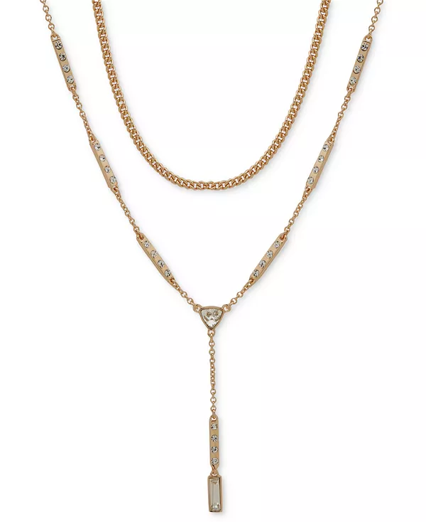 

Многослойное ожерелье-лариат с геометрическим узором, 16 дюймов + удлинитель 3 дюйма Karl Lagerfeld Paris, white