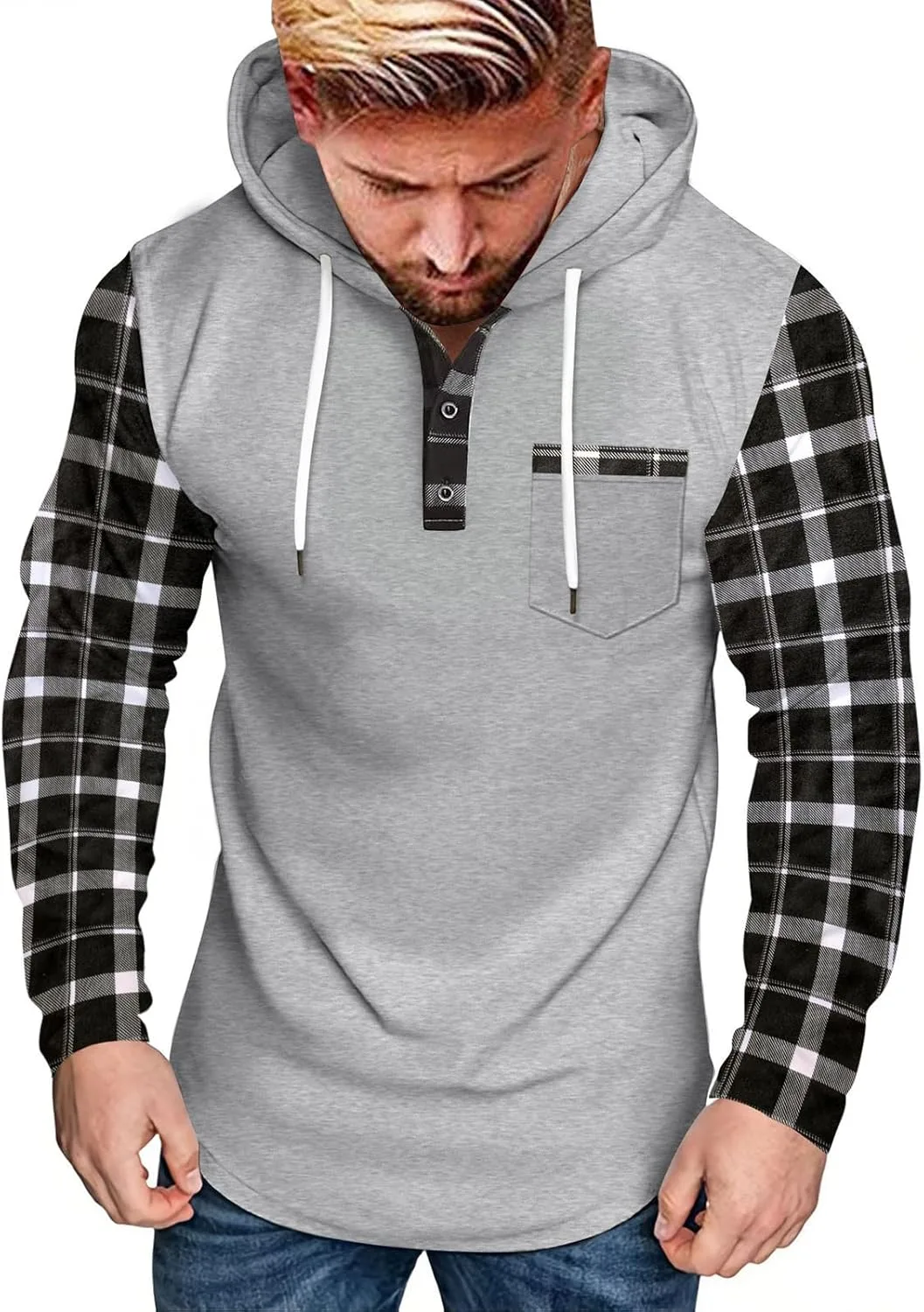 

Мужская толстовка с капюшоном Casual Fleece Pullover, длинный рукав, с нагрудным карманом evzosrz