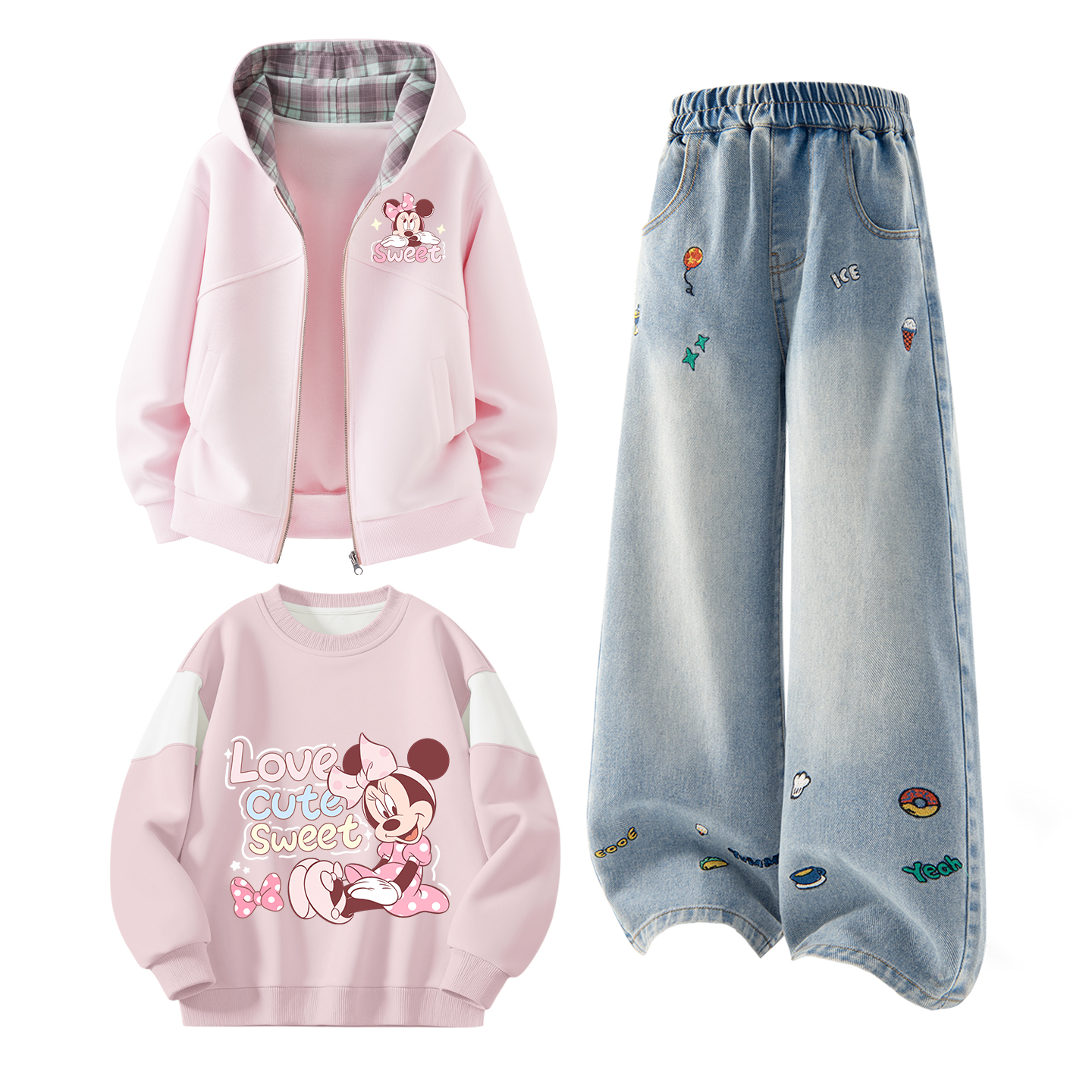 Детская повседневная спортивная одежда Moderate Disney, di xiling star k cherry blossom розовый+solid color denim синий+di call smile k cherry blossom розовый — фото 3
