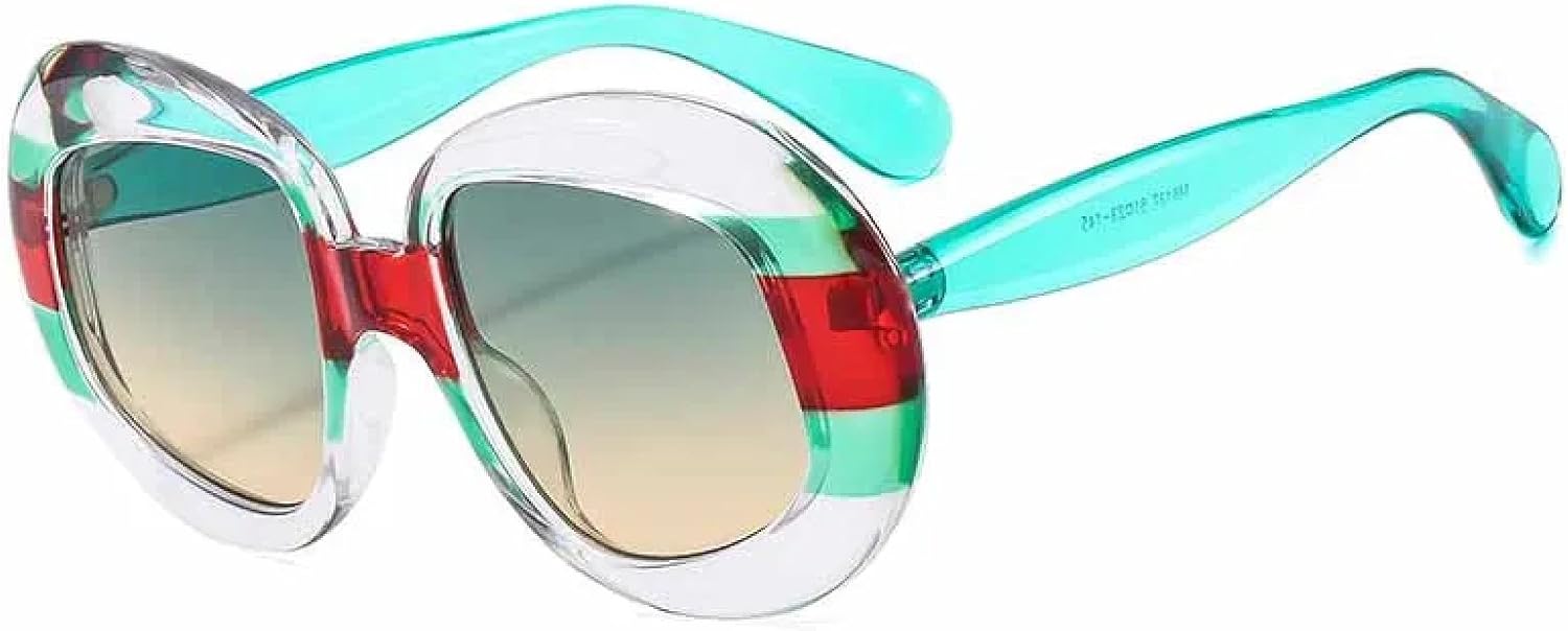 

Винтажные большие овальные солнцезащитные очки унисекс в крупной оправе, модные, для отдыха на природе, летних путешествий, солнцезащитные очки с защитой от УФ-излучения UV400 TKKTLLT, Green Green Yellow