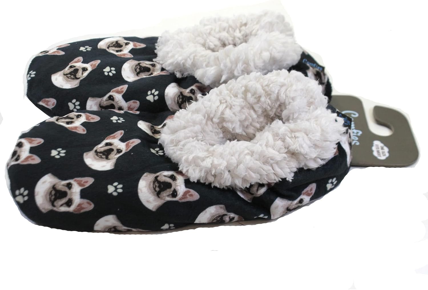 Тапочки Comfies - Уютные домашние тапочки с шерпой для женщин и мужчин - Домашняя обувь - Подарок любителям животных - Нескользящая подошва - Один размер подходит большинству - Унисекс, French Bulldog — фото 3