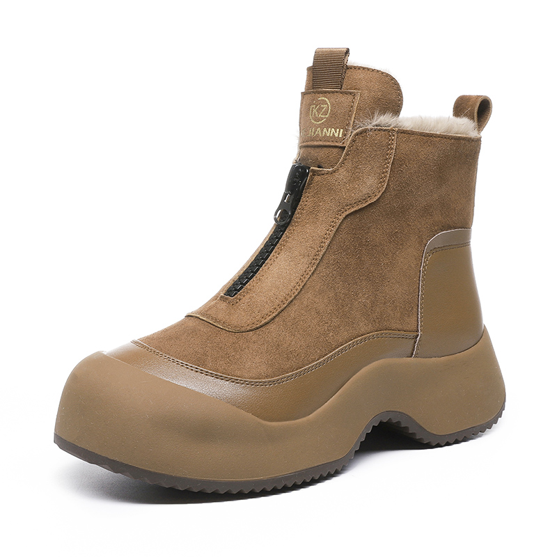KEJIANNI Тёплые износостойкие противоскользящие короткие зимние ботинки женские Khaki, цвет Khaki