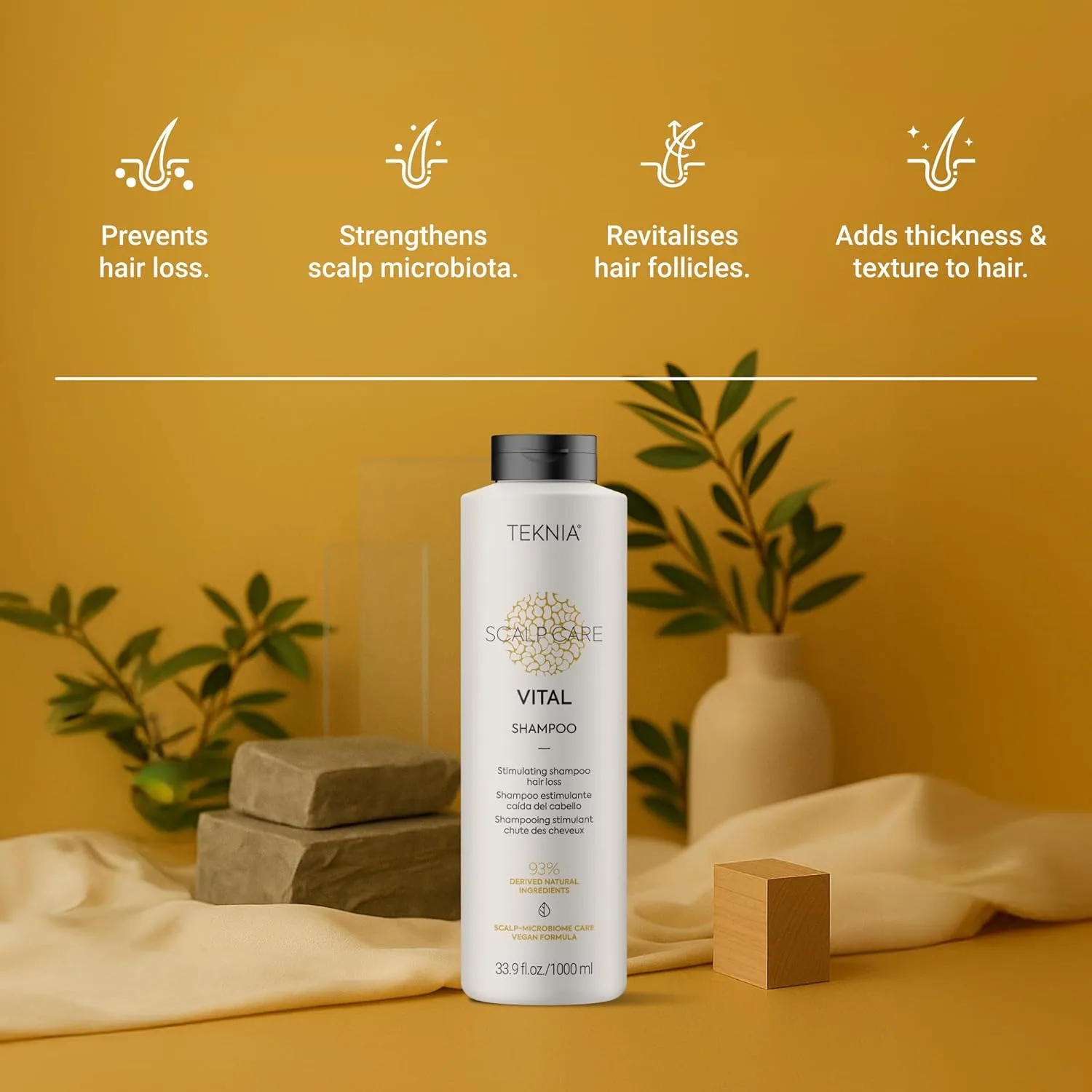 Lakmé Teknia Scalp Care Vital Stimulating Shampoo, шампунь против выпадения волос и средство для ухода за кожей головы, 33,8 жидких унций 1000 мл — фото 3