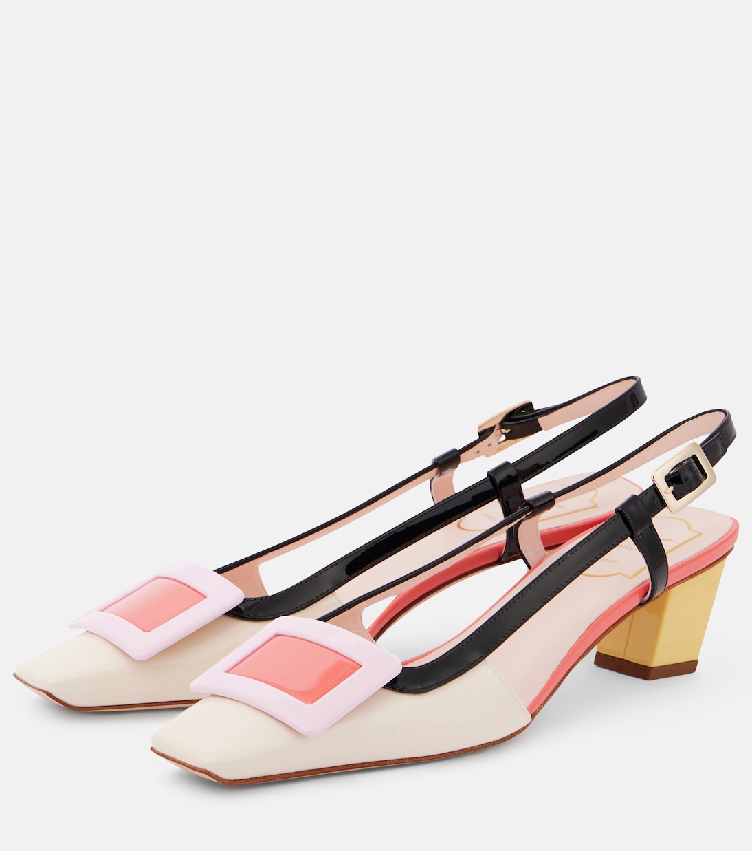 Туфли-лодочки Belle Vivier 45 из лакированной кожи с открытой пяткой Roger Vivier, разноцветный — фото 4
