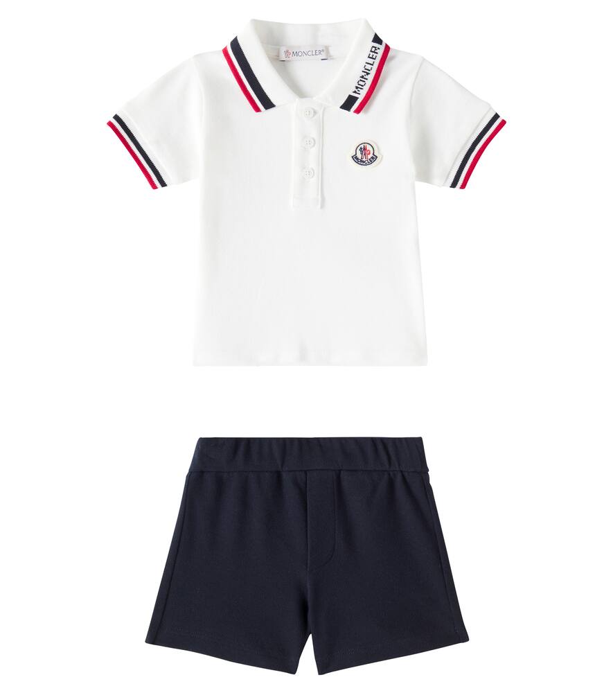 

Детский комплект из поло и шорт из хлопковой смеси Moncler Enfant, White