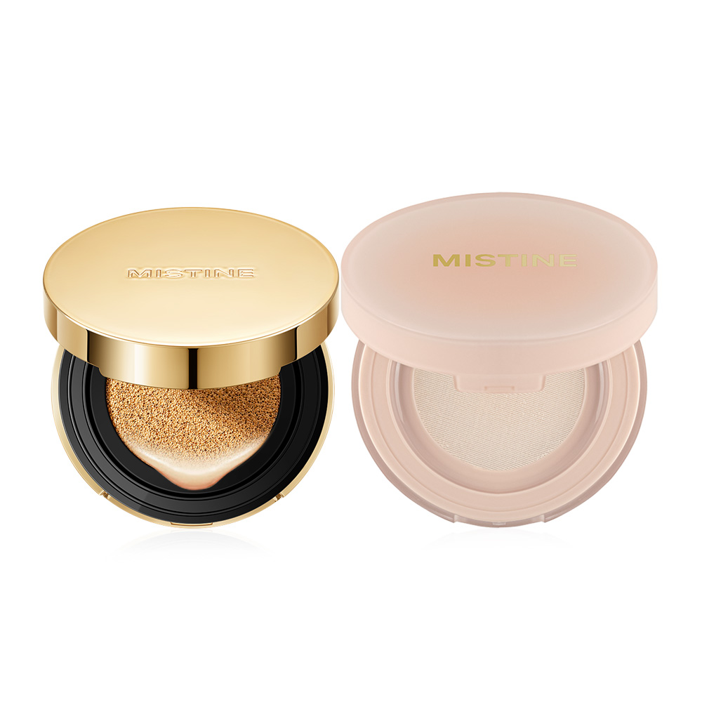 Набор косметики Mistine: кушон и пудра для фиксация макияжа, NN120 Natural Warm Tone + Soft Mist Powder