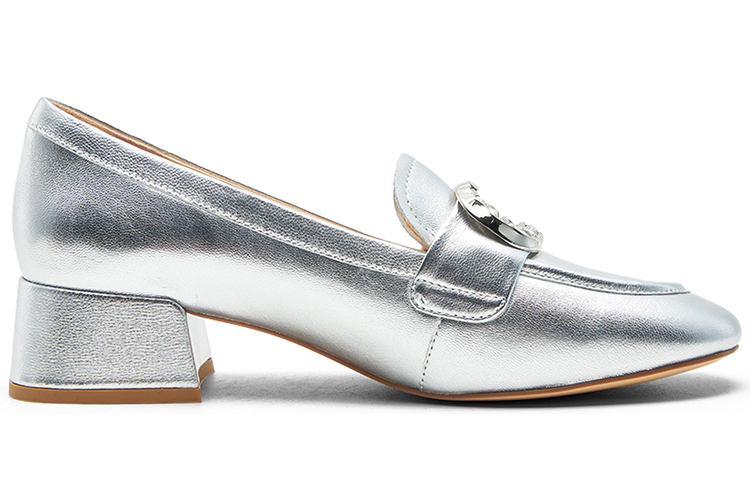 Туфли на платформе с массивным каблуком 4 см серебряные NINE WEST — фото 3