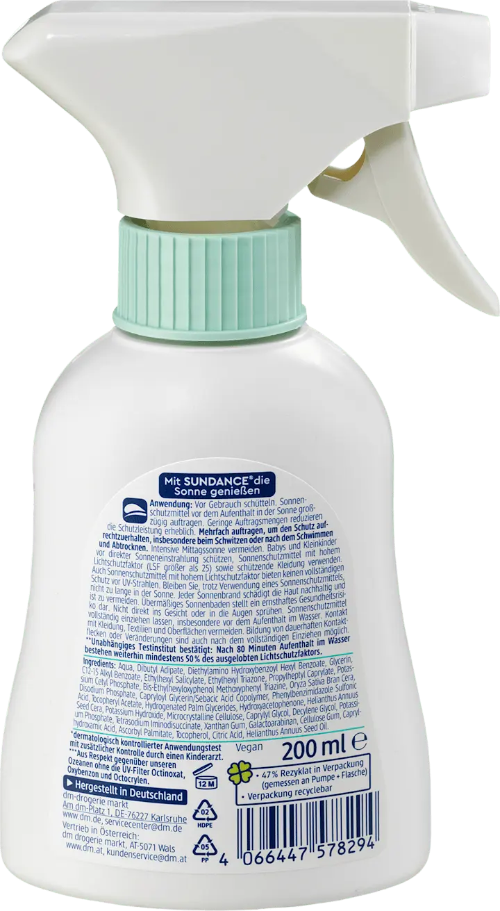 Солнцезащитный спрей SUNDANCE Sonnenspray Kids sensitiv, LSF 50, 200 ml — фото 2