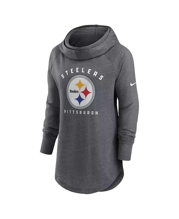 Женская толстовка Heather Charcoal Pittsburgh Steelers с воротником-трубой и реглан Nike — фото 3