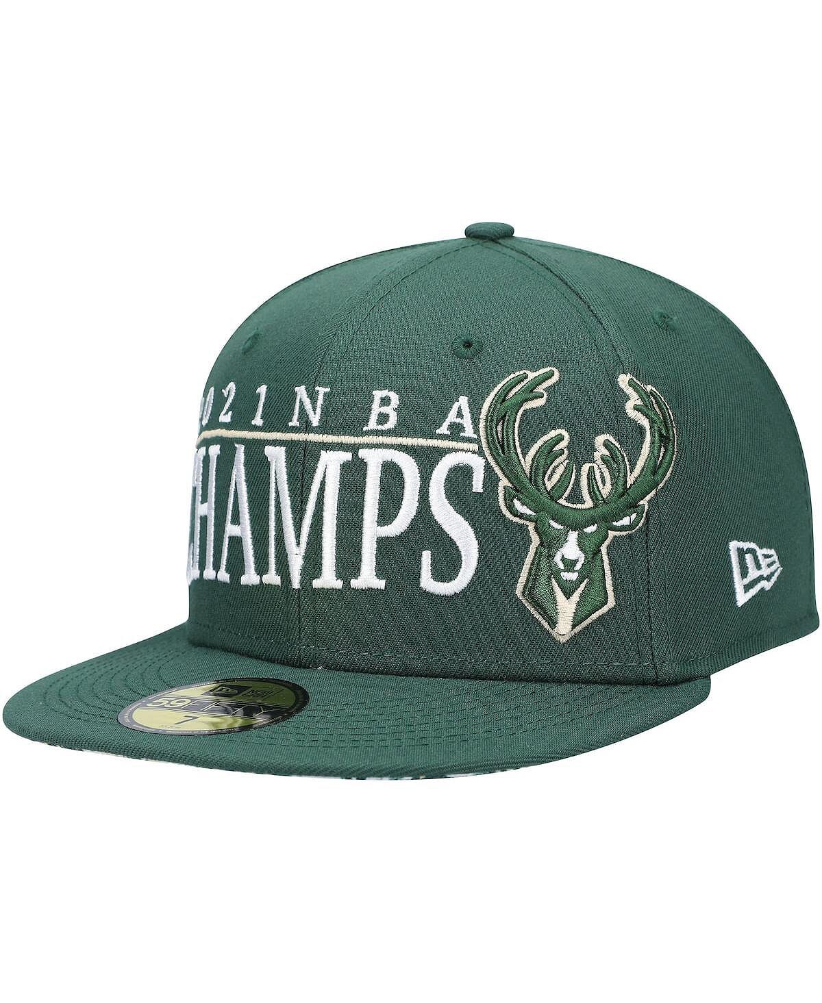 

Мужская кепка Hunter Green Milwaukee Bucks 2021 NBA Champs Retro Pop Undervisor 59FIFTY New Era