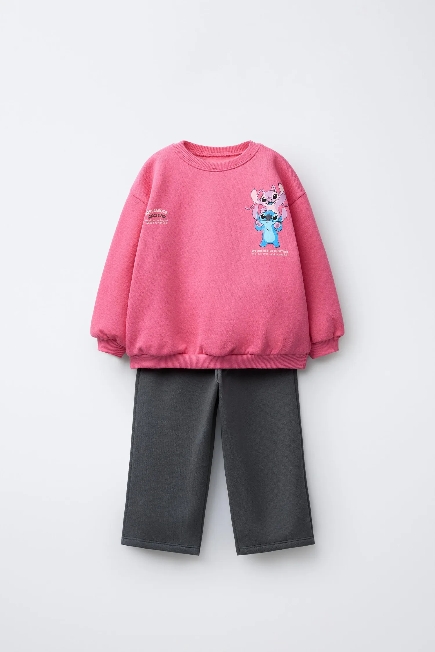 Комплект из толстовки и брюк lilo & stitch disney Zara, розовый