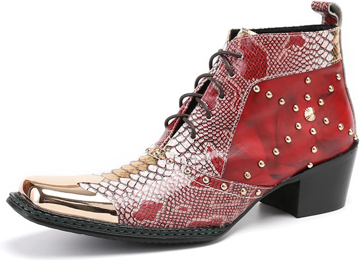 

Мужские ботинки Chelsea Santimon с металлическим квадратным носком, из натуральной кожи, с шнуровкой, комфортные повседневные и нарядные обувь, бордовый