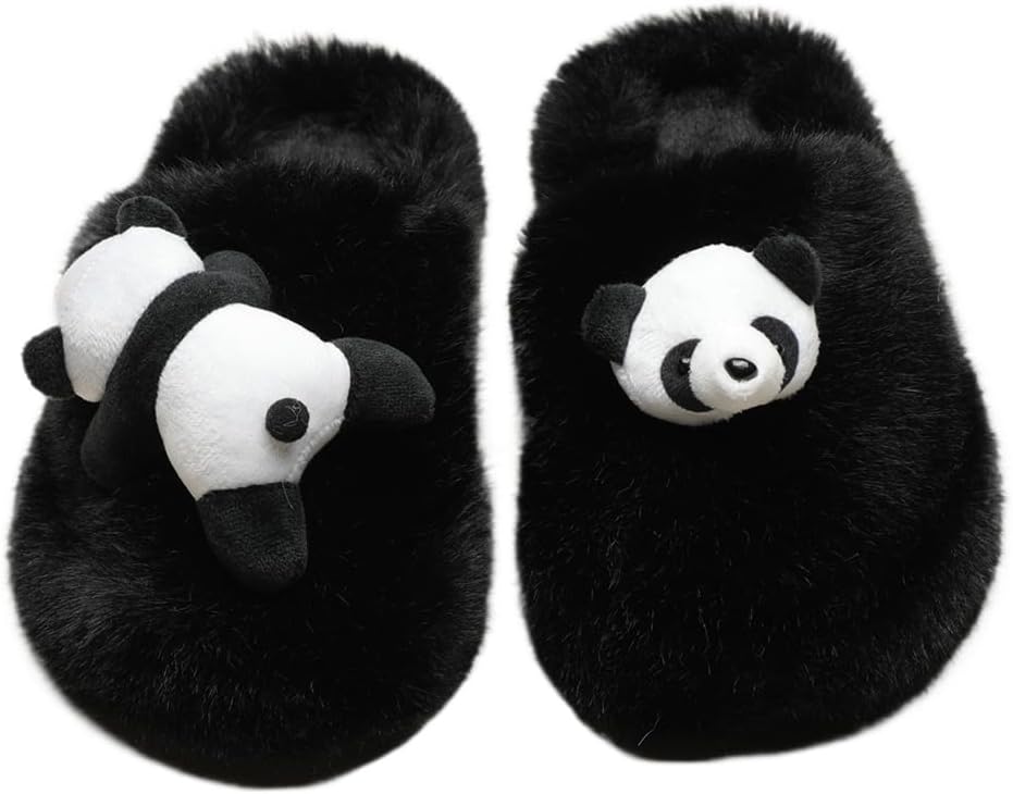 

Милые большие тапочки с пандой для женщин и мужчин, мягкие пушистые домашние тапочки, милые плюшевые теплые уютные домашние тапки Plonme, черный