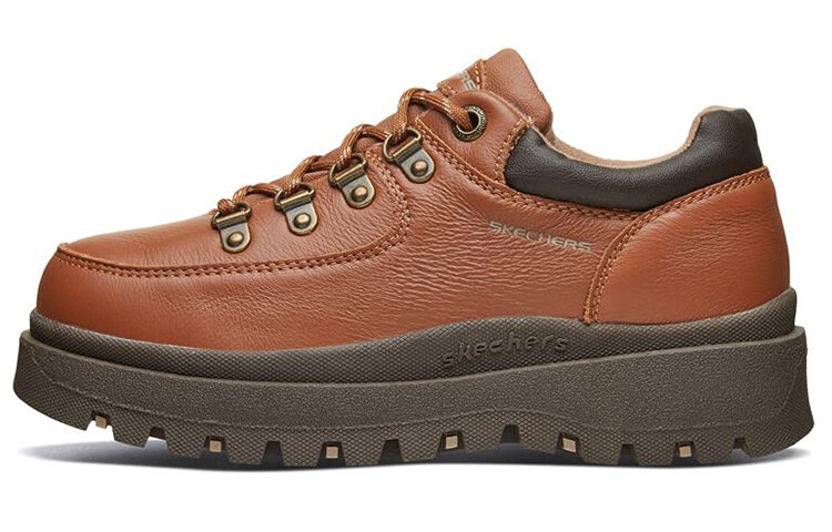 Современные удобные туфли на платформе женские низкие коричневые Skechers