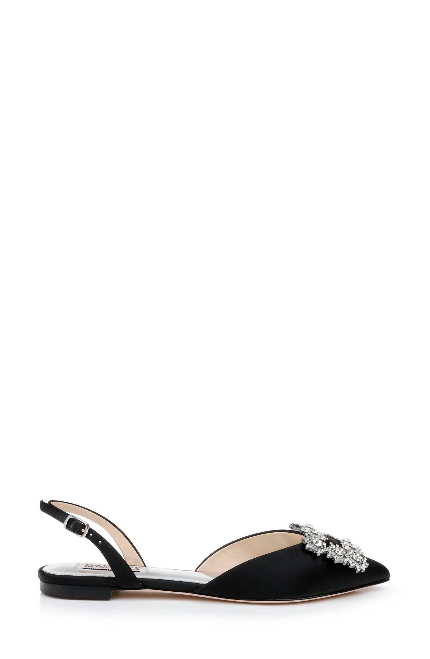 Туфли-лодочки Saga Crystal Buckle с острым носком черного цвета Badgley Mischka — фото 2