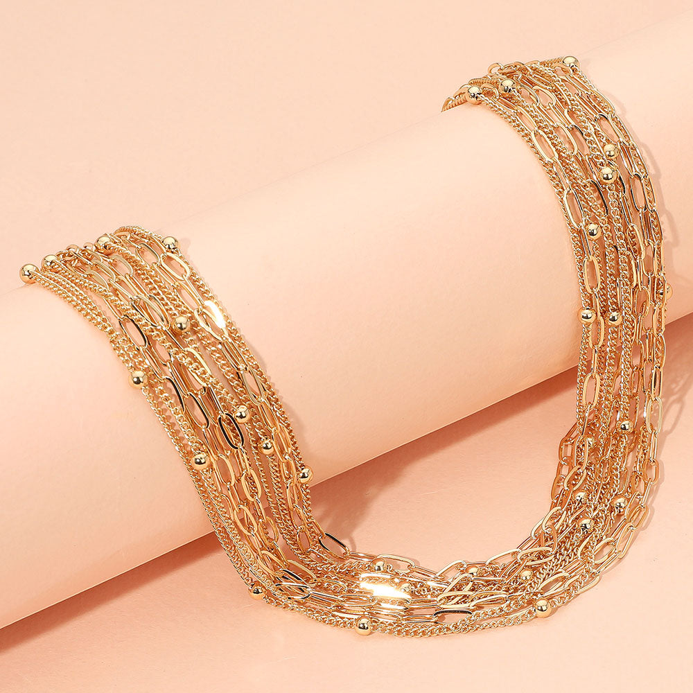 

Ожерелье из текстурированной металлической цепочки Fashnzfab, золотой