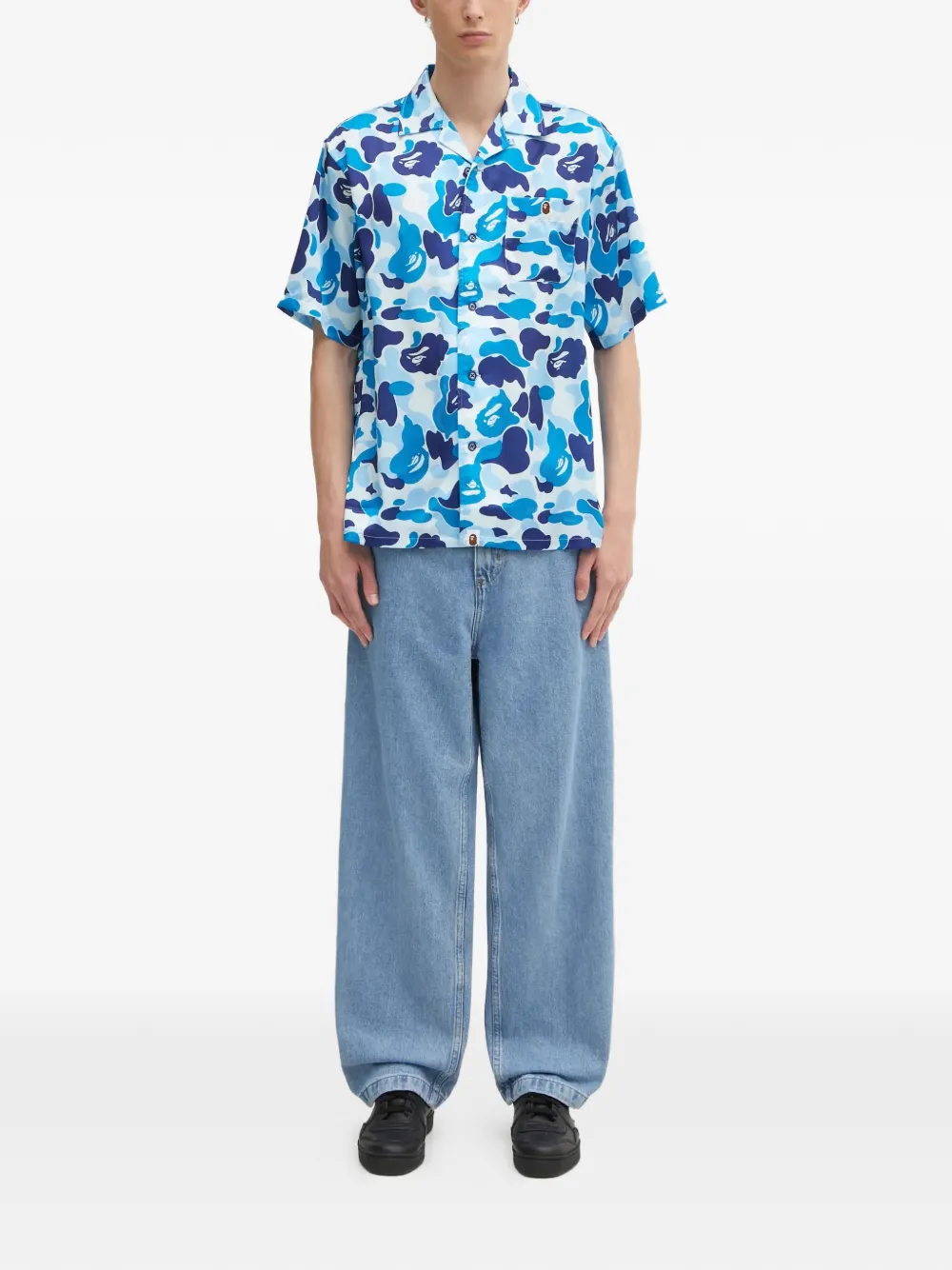 Камуфляжная рубашка с короткими рукавами A Bathing Ape, синий — фото 2