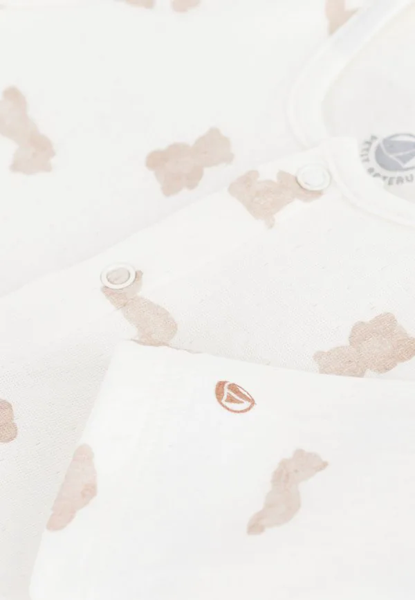 Пижама унисекс с изображением новорожденных медвежат Petit Bateau, Marshmallow/Brun — фото 3