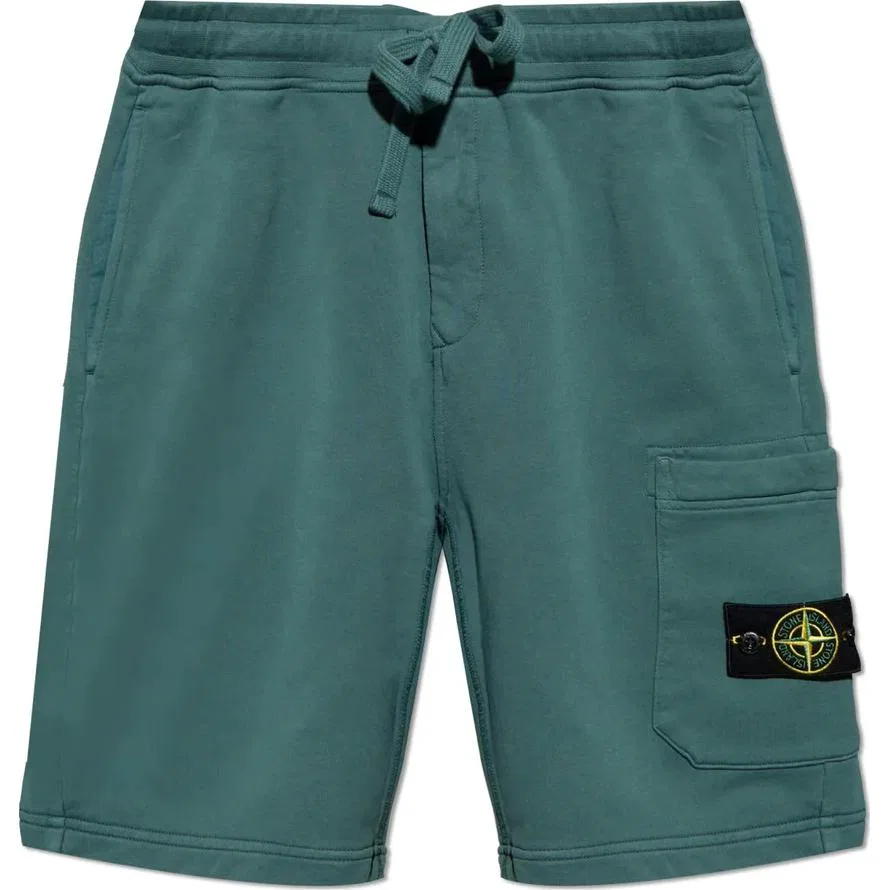 Шорты повседневные с утяжкой Compass Patch Stone Island зеленые