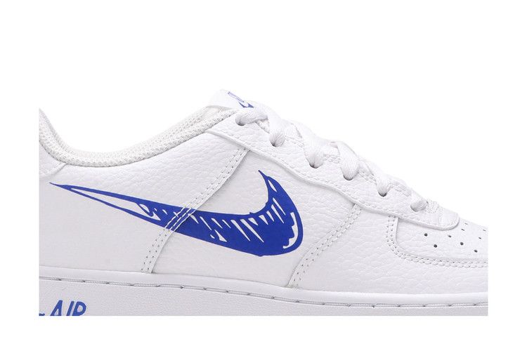 Кроссовки Nike Air Force 1 Low GS 'Doodle Swoosh - White Racer Blue', белый — фото 3
