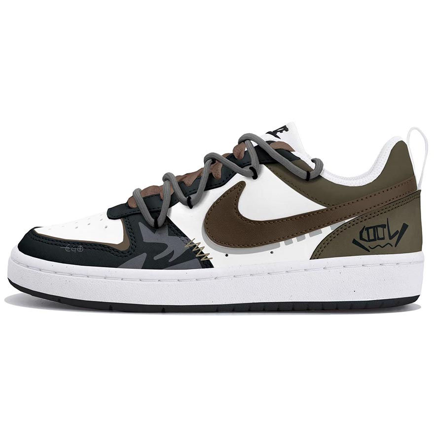 

Nike Court Borough 2 коричневые модные и стильные низкие детские скейтбординг кроссовки White/Black/Brown