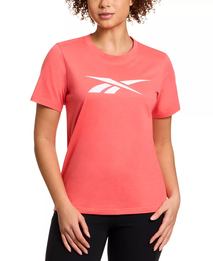 

Женская хлопковая футболка с логотипом и принтом Crewneck Reebok, розовый