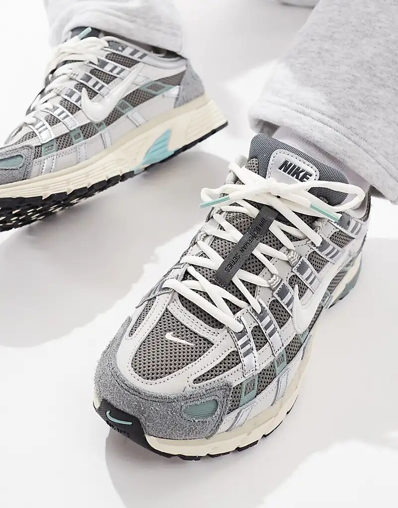 Кроссовки унисекс P-6000 серого и бежевого цвета Nike — фото 4
