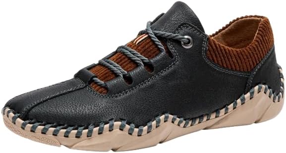 

Мужские кожаные оксфордские кроссовки на шнуровке- повседневная, модная рабочая обувь для работы и повседневной носки Hhhchpm, черный