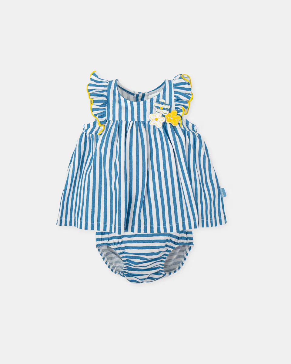 

Платье для девочки с полосатыми трусиками Atlantic blue Tutto Piccolo, синий
