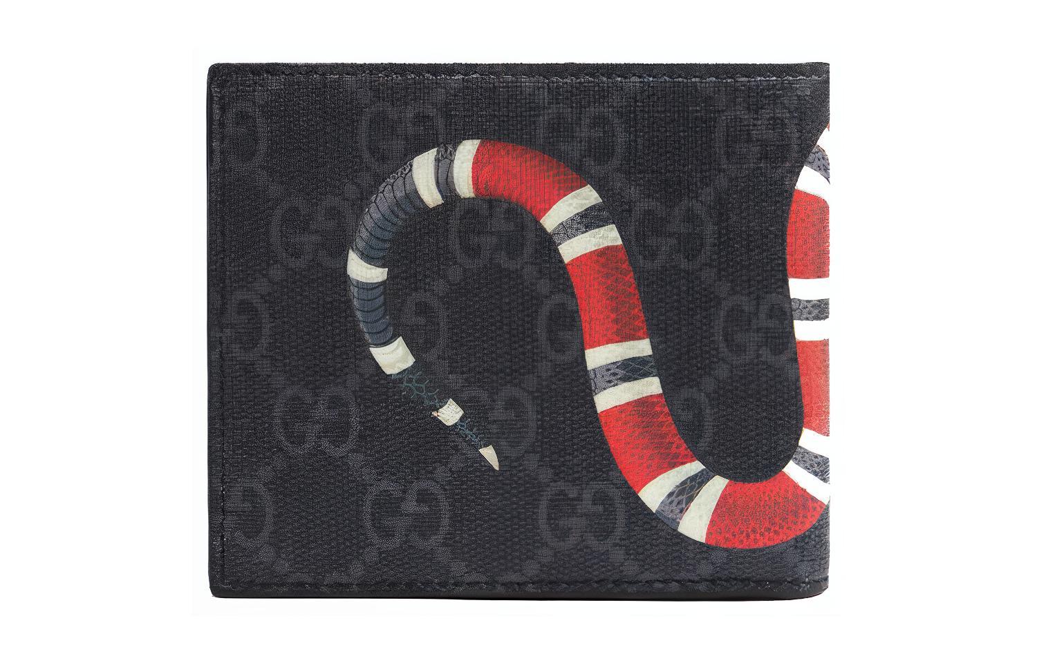 GUCCI Холст с кожаным кошельком мужской серый черный — фото 3