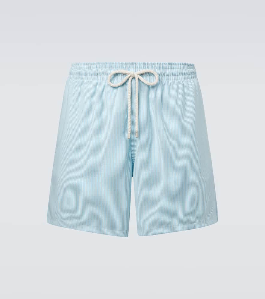 

Бенгальские полосатые плавки из шерсти Vilebrequin, Topaze Blue