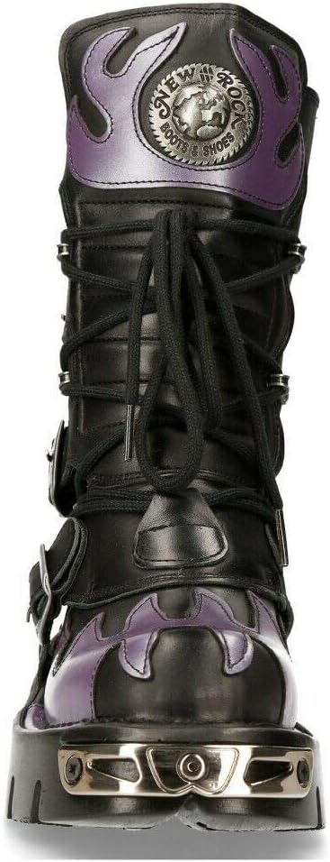 Ботинки NEW ROCK 591 Flame из металлической кожи для мужчин, готик, панк, байкерская мода, фиолетовый — фото 4