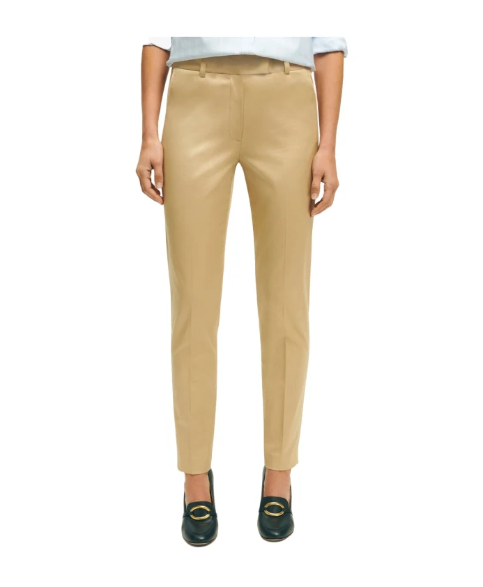 

Темно-Бежевые хлопковые атласные брюки Brooks Brothers, бежевый