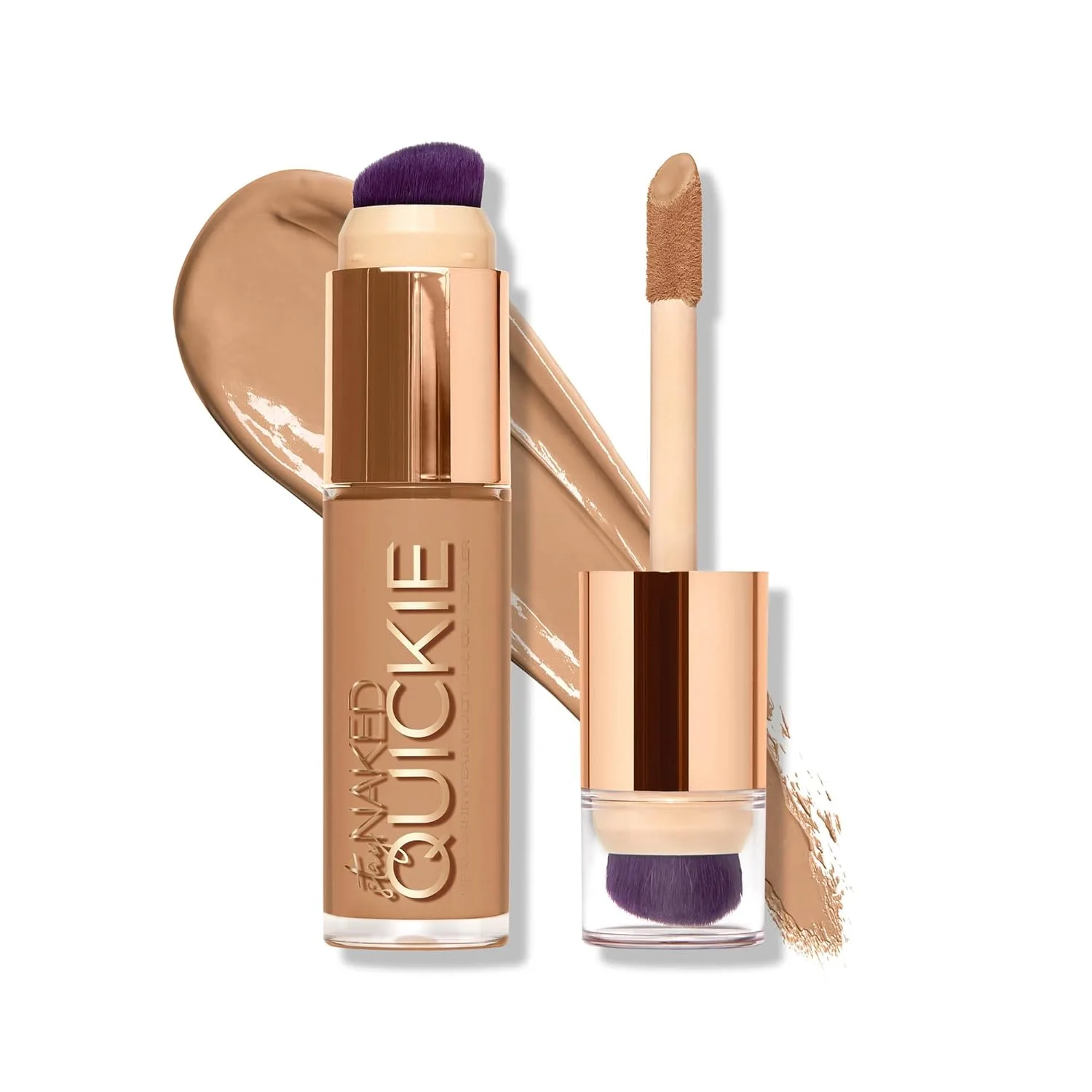 Urban Decay Quickie 24HR Full Coverage Waterproof Concealer, матовое покрытие Natural Matte, увлажняющий витамин E, двойная кисть Buffing Brush и аппликатор Multi-use, некомедогенный, веганский, без жестокости - 15 мл, 30CP (light cool pink)