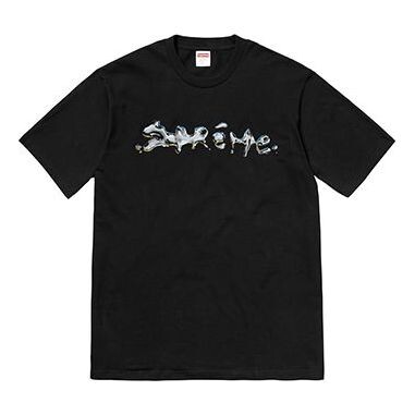 

Футболка fw18 liquid tee black silver logo short sleeve Supreme, черный